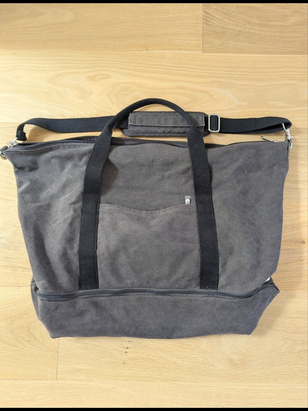 Cataline Deluxe Large Weekender Tote Duffel Bag Midnight Ash With Black Straps